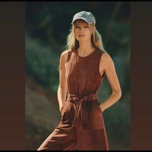 Anthropologie Chestnut Suede Jumpsuit